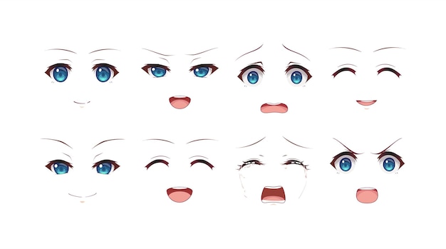 Jeu D'yeux D'expressions De Fille Manga Anime