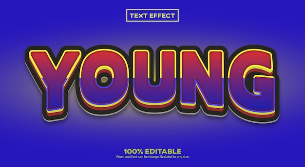 Vecteur jeune effet de texte 3d