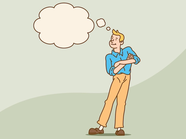 Un jeune entrepreneur pensant à un concept d'idée