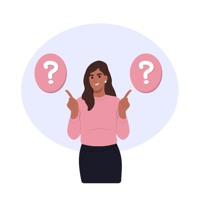 Une jeune femme afro-américaine fait un choix réfléchit à l'analyse de deux options