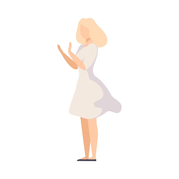 Vecteur une jeune femme applaudissant dans une robe de fête illustration vectorielle