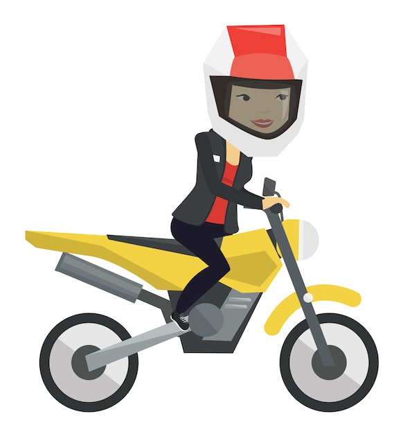 Jeune Femme Asiatique à Moto.