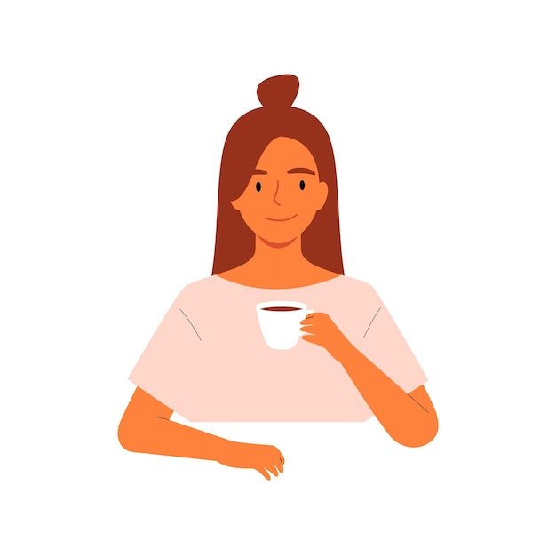 Jeune femme buvant du café ou du thé