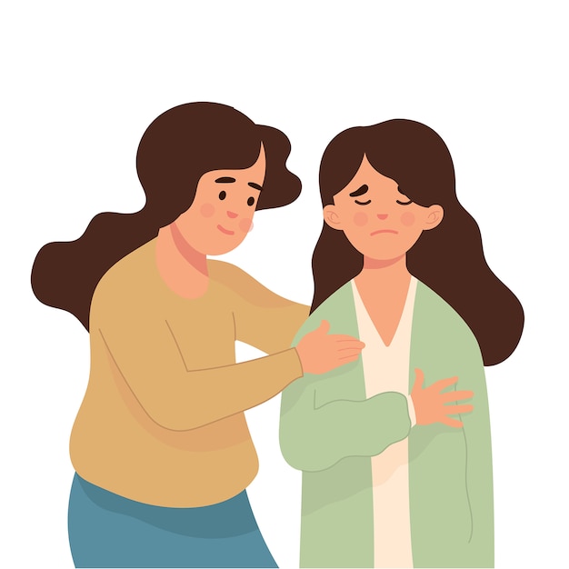 Jeune femme calme son amie qui est triste | Vecteur Premium