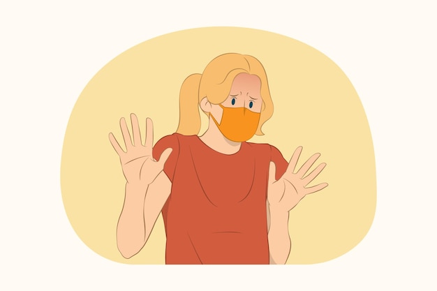 Jeune femme effrayée arrête le concept de geste