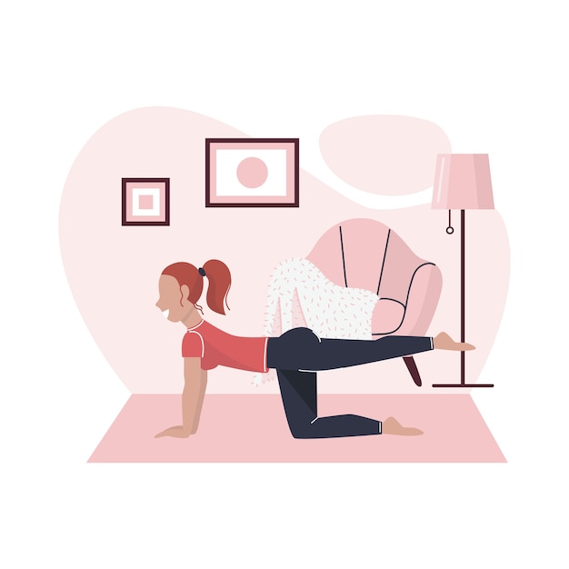 Une jeune femme fait du sport à la maison. Exercices à la maison.