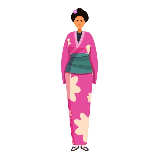 Une jeune femme japonaise portant une robe de kimono traditionnelle se tient calmement