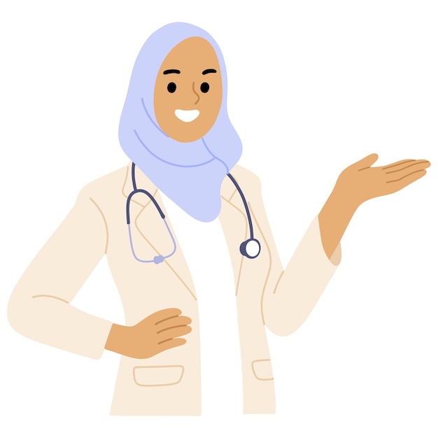 Vecteur jeune femme médecin avec hijab