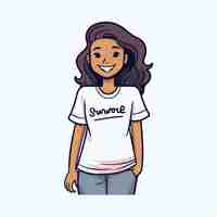 Vecteur une jeune femme noire souriante en t-shirt illustration vectorielle