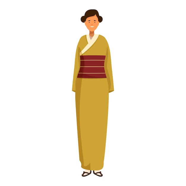 Une jeune femme portant un kimono japonais traditionnel souriante et debout