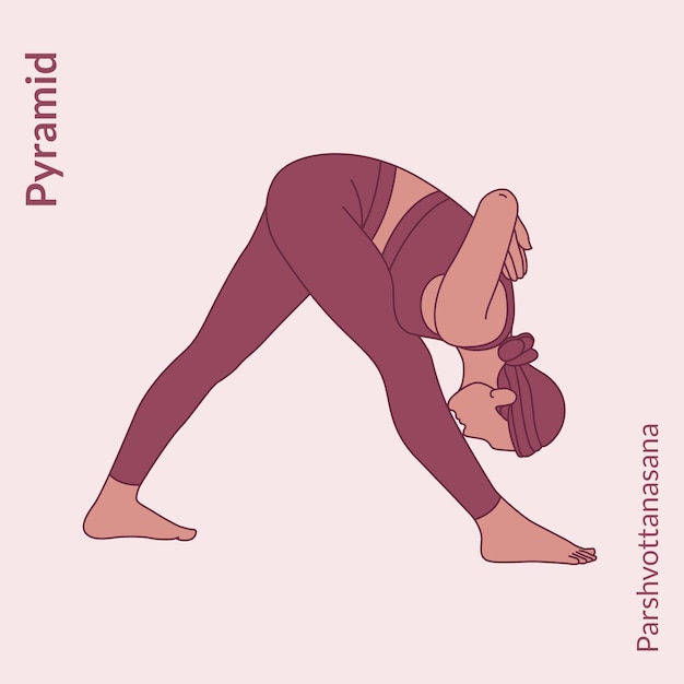 Vecteur jeune femme pratiquant la pose de yoga pose femme entraînement fitness aérobie et exercice