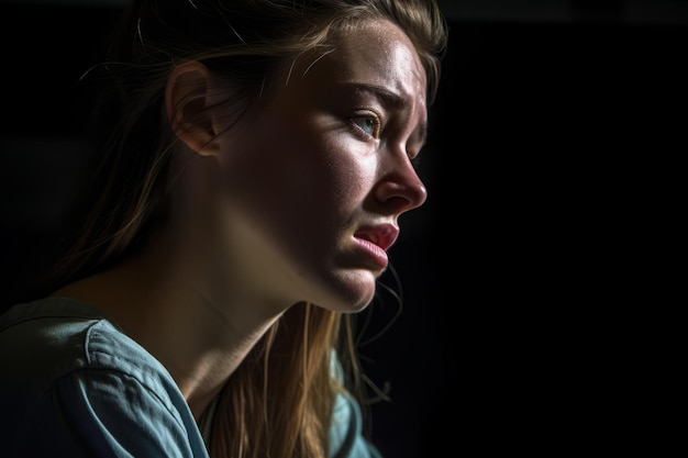 Vecteur une jeune femme regarde de côté.