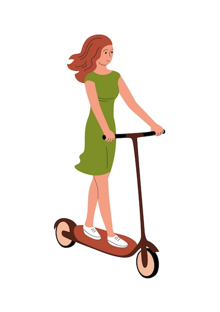 Vecteur une jeune femme sur un scooter