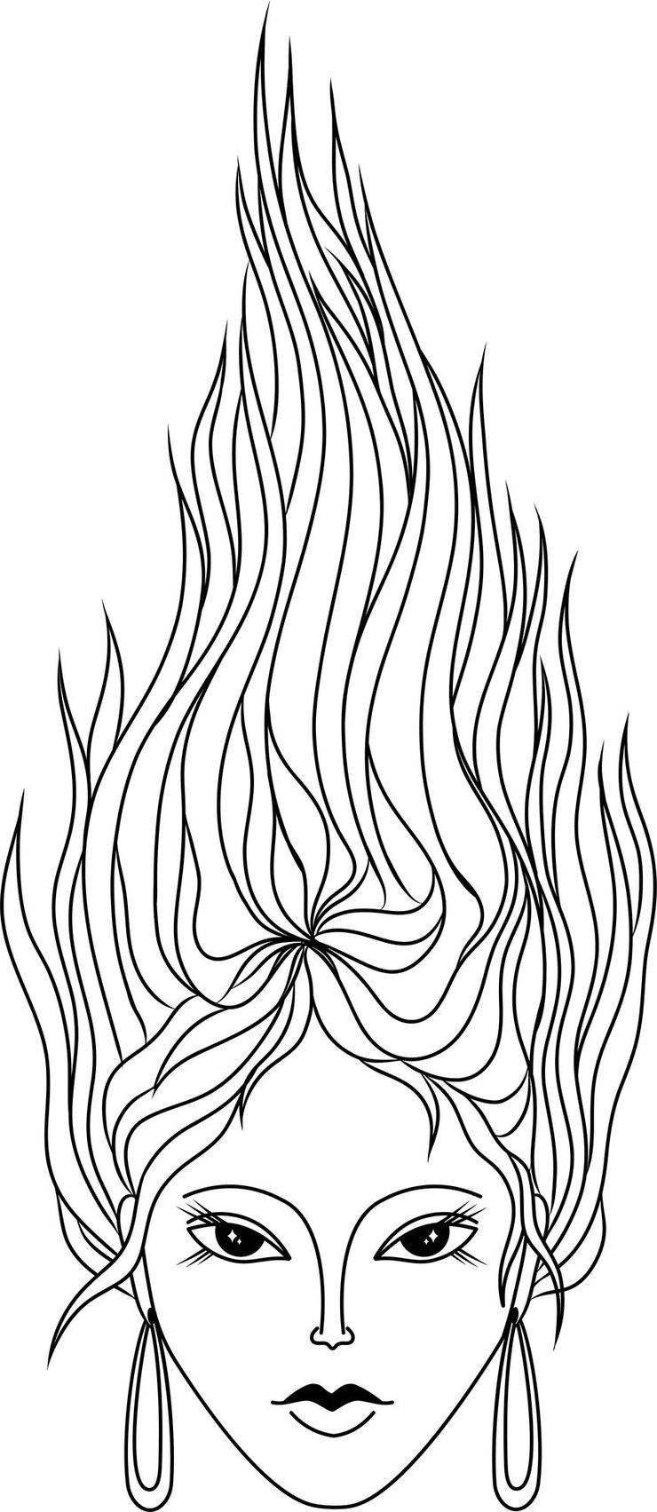 Vecteur jeune femme silhouette d'une fille sorcière mystique illustration vectorielle graphiques linéaires