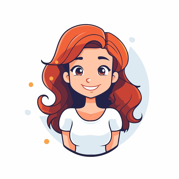 Vecteur une jeune femme souriante aux cheveux longs illustration vectorielle dans le style de dessin animé