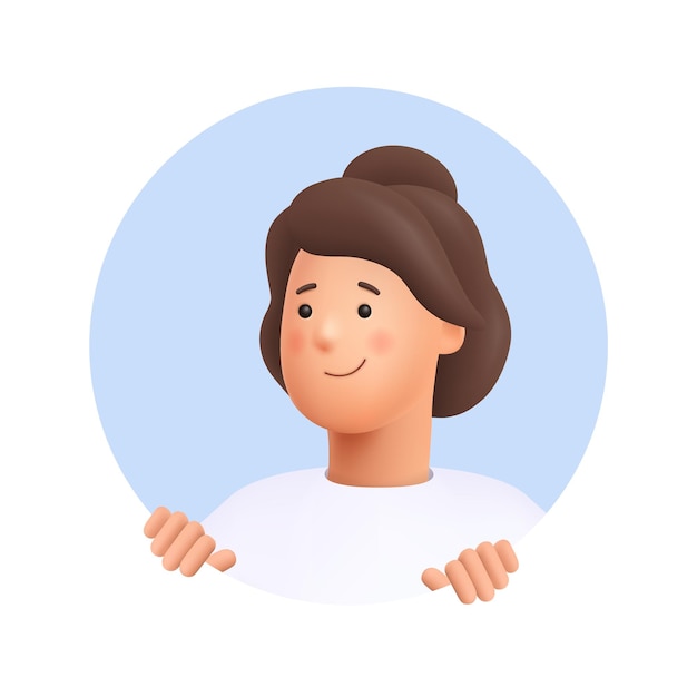 Jeune femme souriante Jane furtivement et regardant par derrière le trou rond Recherche concept 3d vecteur personnes personnage illustrationCartoon style minimal