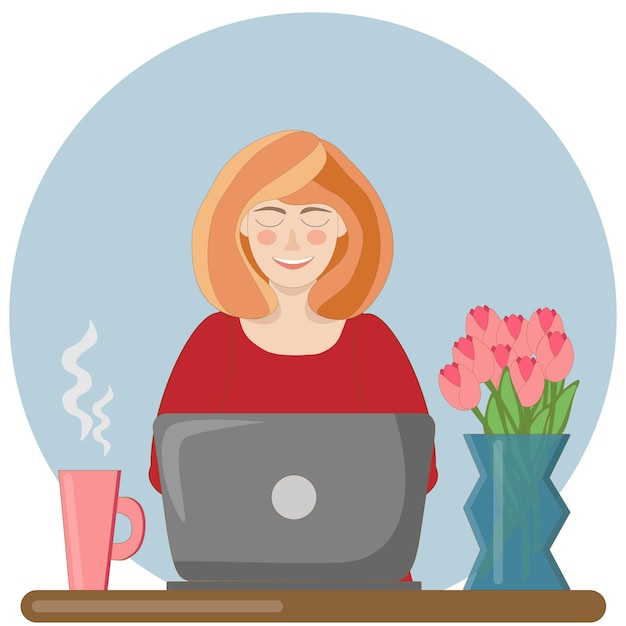 Jeune femme travaillant sur un ordinateur portable