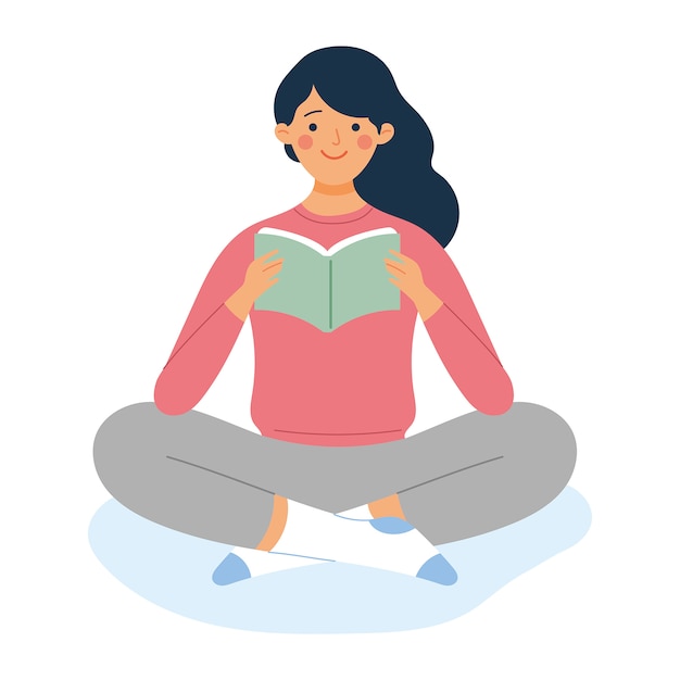 une jeune fille assise et lisant un livre,