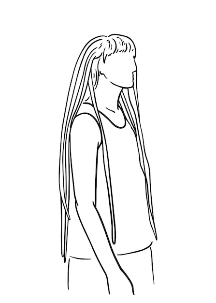 Jeune Fille Avec Des Dreadlocks Doodle Livre De Coloriage De Dessin Animé Linéaire