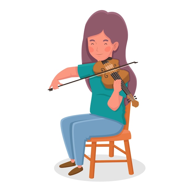 Vecteur jeune fille jouant du violon