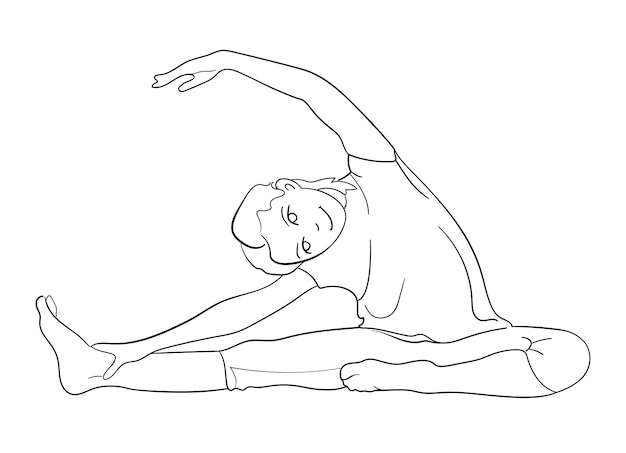 Vecteur jeune fille pratiquant le yoga sketch