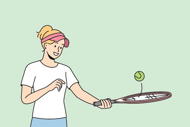 Jeune Fille Souriante Jouer Au Badminton