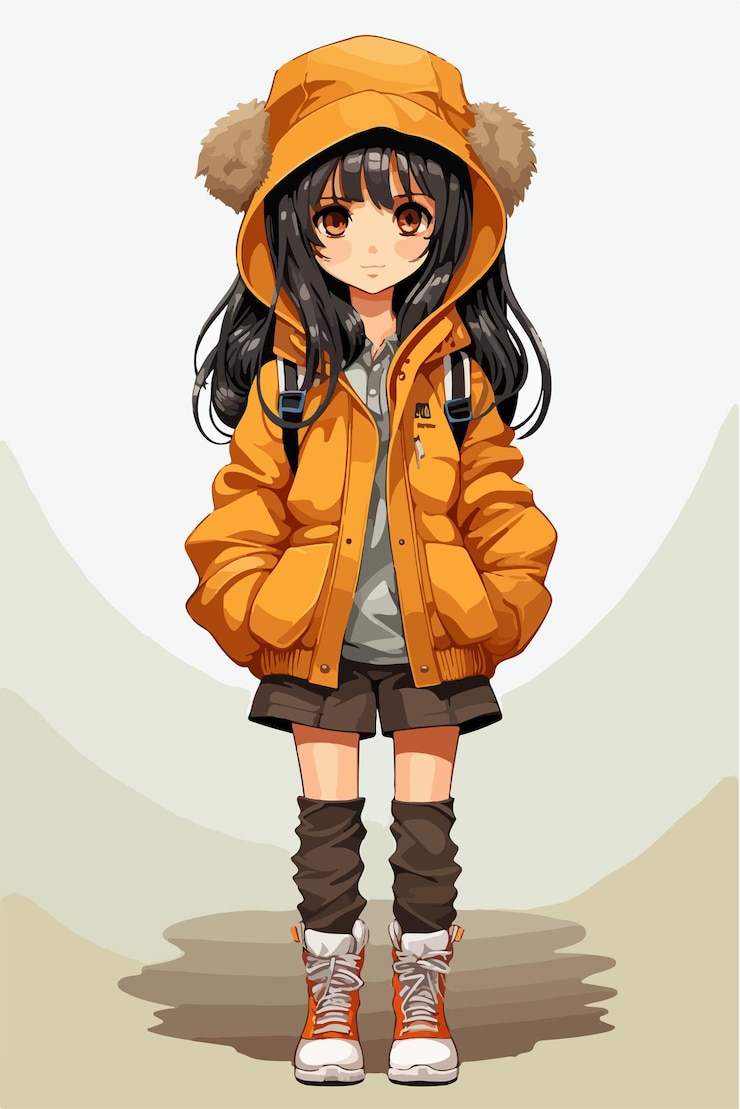 Vecteur jeune fille de style anime personnage vectoriel dessin d'illustration manga anime fille