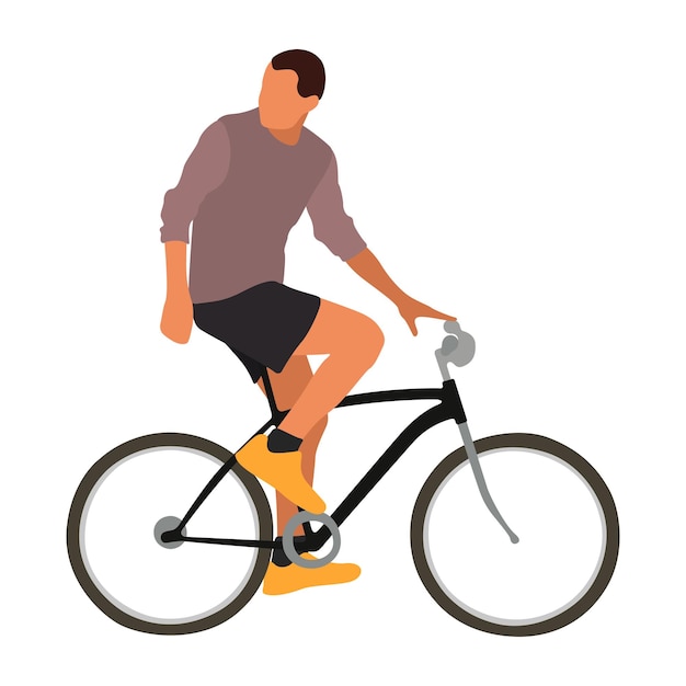 Jeune homme chevauche une illustration vectorielle de vélo style plat