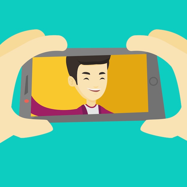 Jeune homme faisant une illustration de selfie.