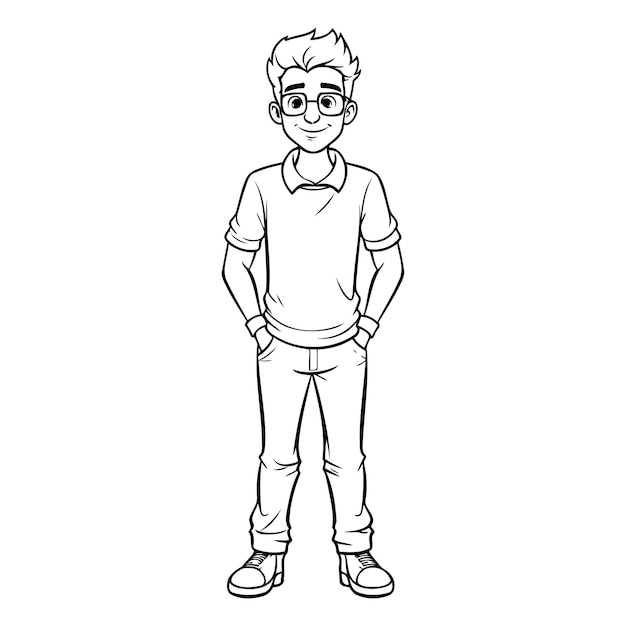 Vecteur jeune homme avec des lunettes dessin animé illustration vectorielle conception graphique illustration vectorie conception graphiques