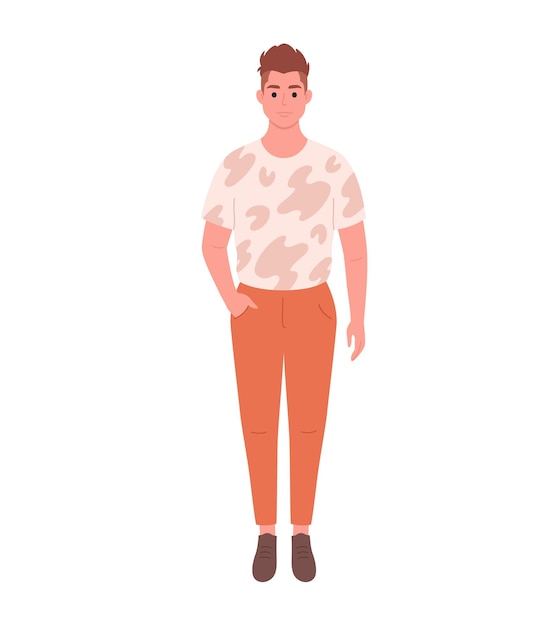 Vecteur jeune homme moderne en tenue décontractée look à la mode élégant illustration vectorielle dessinés à la main