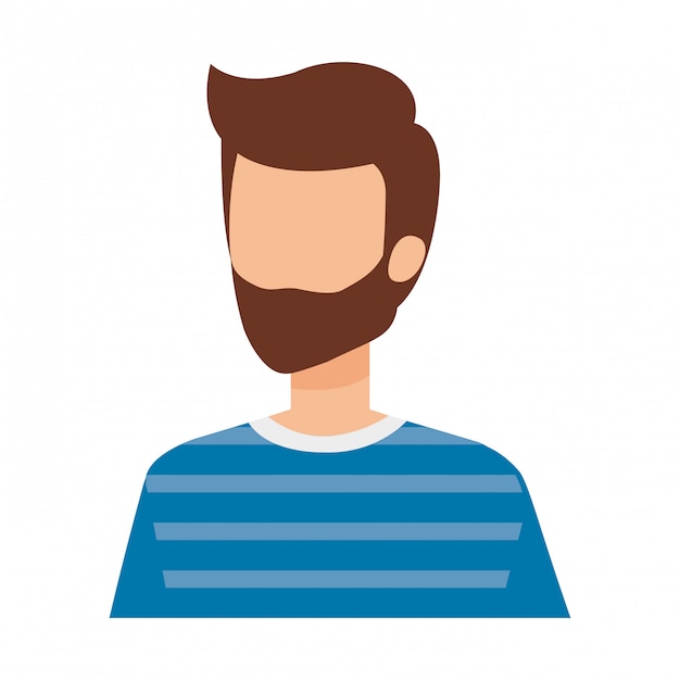Jeune homme avec personnage d'avatar de barbe