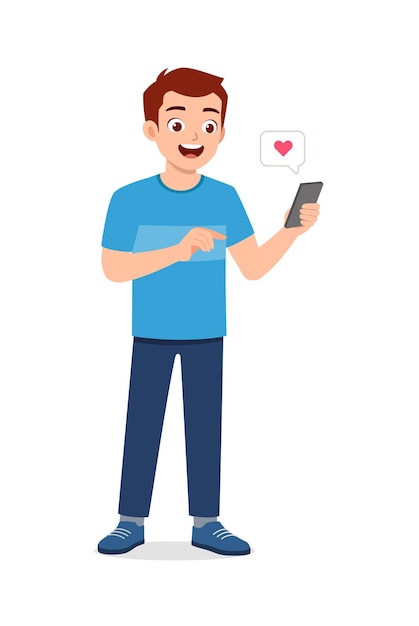Un jeune homme reçoit une notification d'amour par téléphone