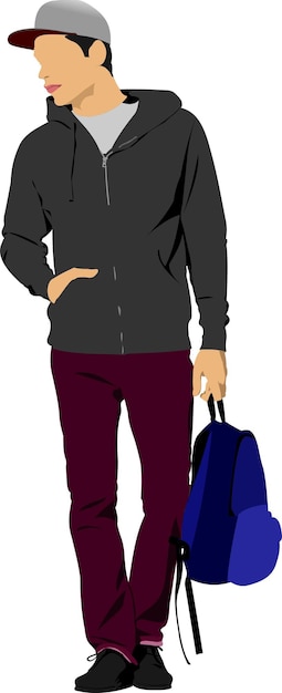 Jeune homme avec sac Illustration vectorielle