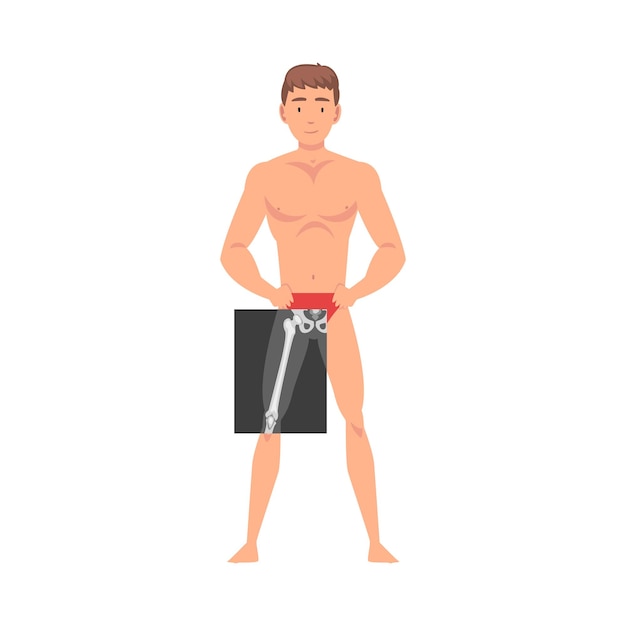 Vecteur un jeune homme en sous-vêtements fait une illustration vectorielle de sa jambe supérieure