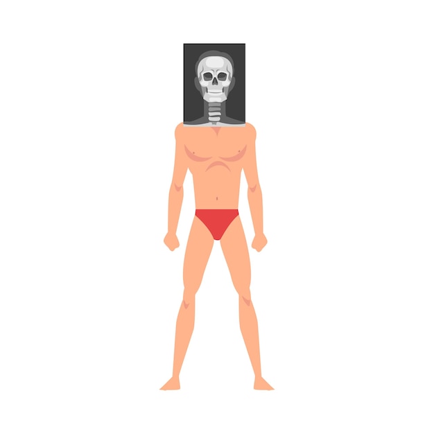 Un Jeune Homme En Sous-vêtements Fait Une Illustration Vectorielle De Son Crâne.