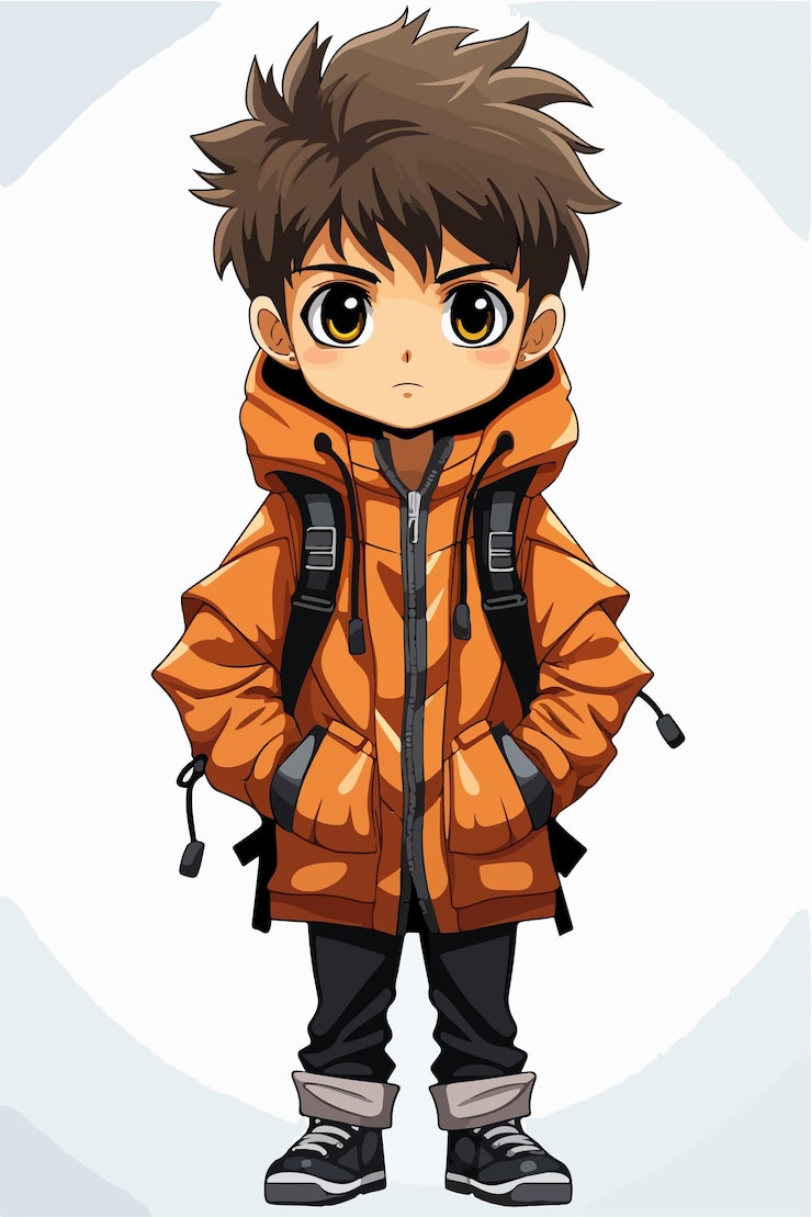 Vecteur le jeune homme vectoriel est un personnage de style anime, une illustration vectorielle, une conception de manga, un garçon d'anime.
