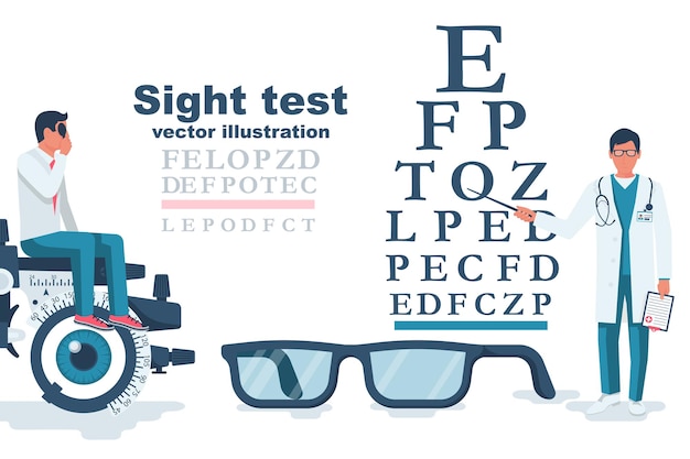 Jeune Homme Visitant Un Ophtalmologiste Test De La Vue Diagnostic De La Vision Test De La Vision Du Cadre Du Test De La Vue Chec