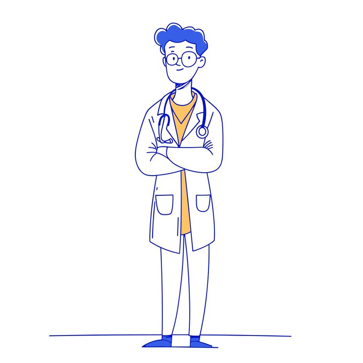Vecteur jeune médecin souriant avec stéthoscope spécialiste médical concept de médecine illustration vectorielle de dessin animé de style minimal