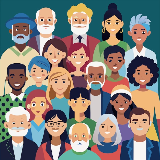 Jeunes, d'âge moyen, personnes âgées, adultes, femmes, hommes, enfants.