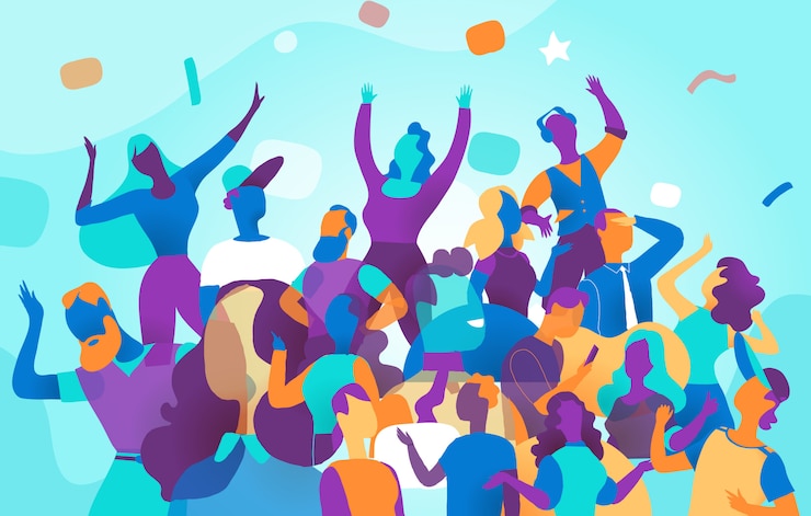 Vecteur les jeunes célèbrent lors d&#39;une grande fête