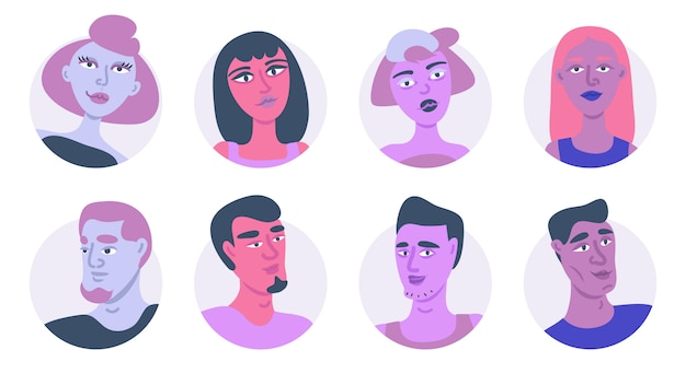 Vecteur jeunes gens avatar icon set illustration