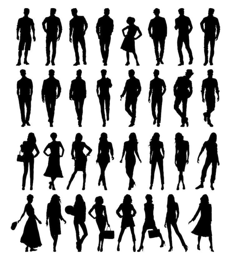 Vecteur les jeunes de vecteur de silhouettes
