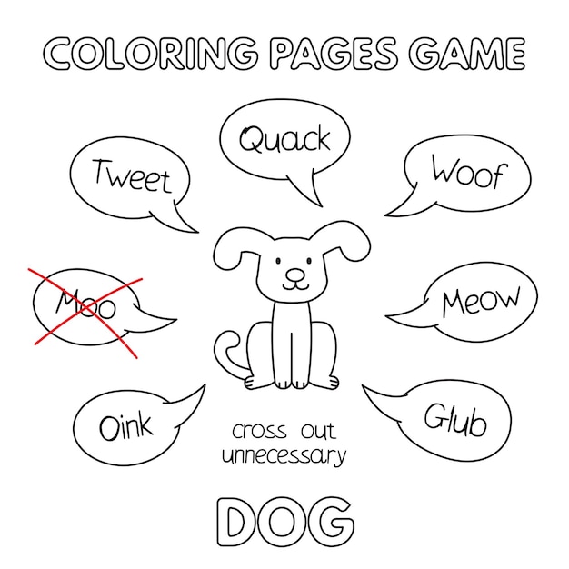 Jeux D'apprentissage Drôles Pour Enfants De Chiens Pages De Livres à Colorier Vectoriels Pour Enfants