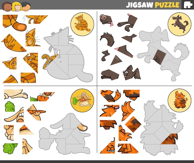 Jeux De Puzzle Avec Animaux De Compagnie De Dessin Animé