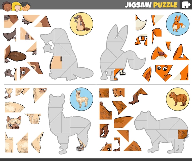 Jeux de puzzle avec des animaux de dessin animé