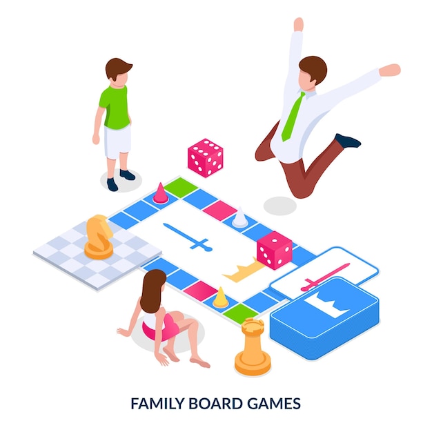 Vecteur jeux de société en famille. illustration vectorielle