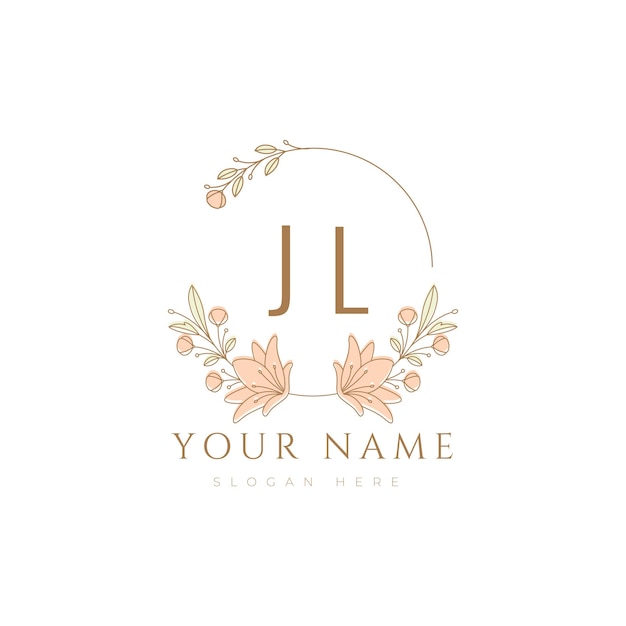 Jl Initiale Beauté Fleur Lettrage Boutique Mariage Logo Design Illustration Graphique Vectorielle