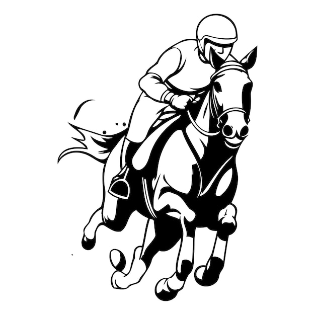 Jockey De Cheval Sur Une Course Illustration Vectorielle Sur Fond Blanc