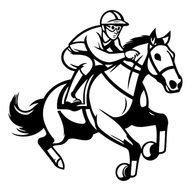 Vecteur jockey sur cheval jockey à cheval illustration vectorielle